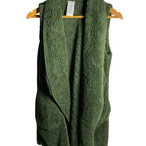 Serra Sherpa Olive Fleece Vest Sz S/M Plush Cozycore